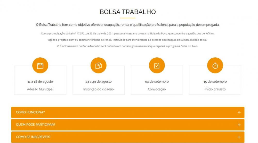 Programa Bolsa Trabalho inicia inscrições com 80 vagas disponíveis