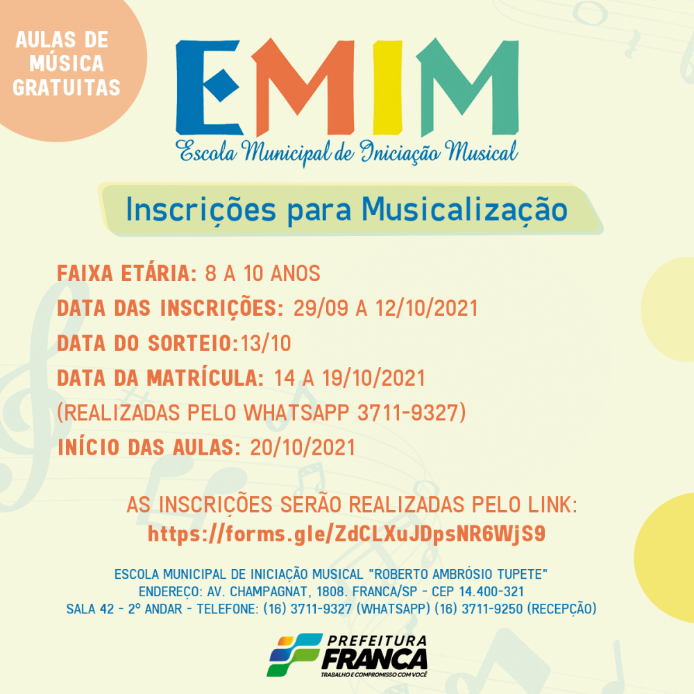 EMIM continua recebendo inscrições para aulas de música