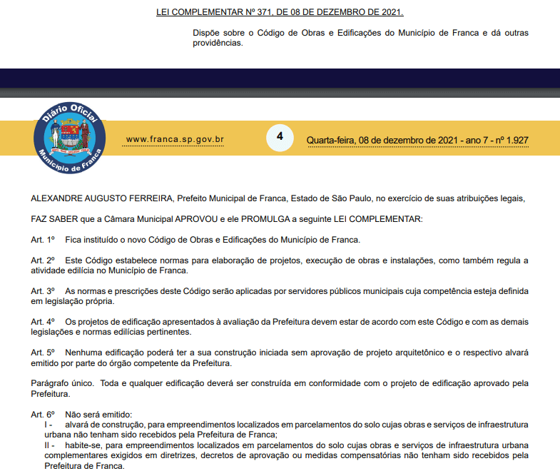 Novo Código de Obras e Edificações é sancionado e já está em vigor