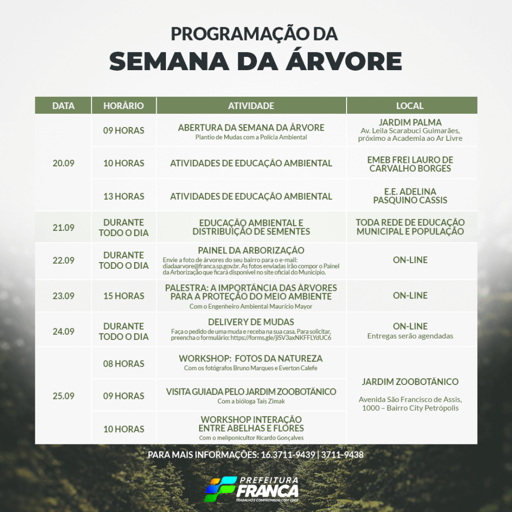 Meio Ambiente inicia programação da Semana da Árvore