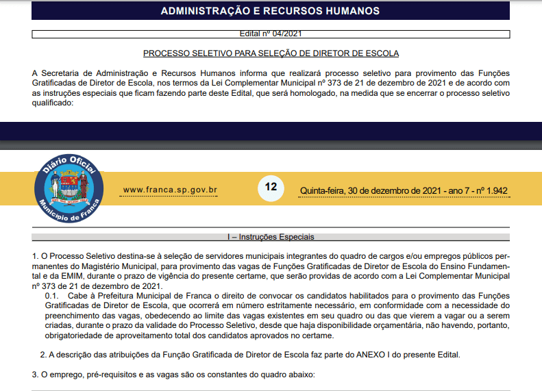 Prefeitura prepara processo seletivo para diretores de escolas