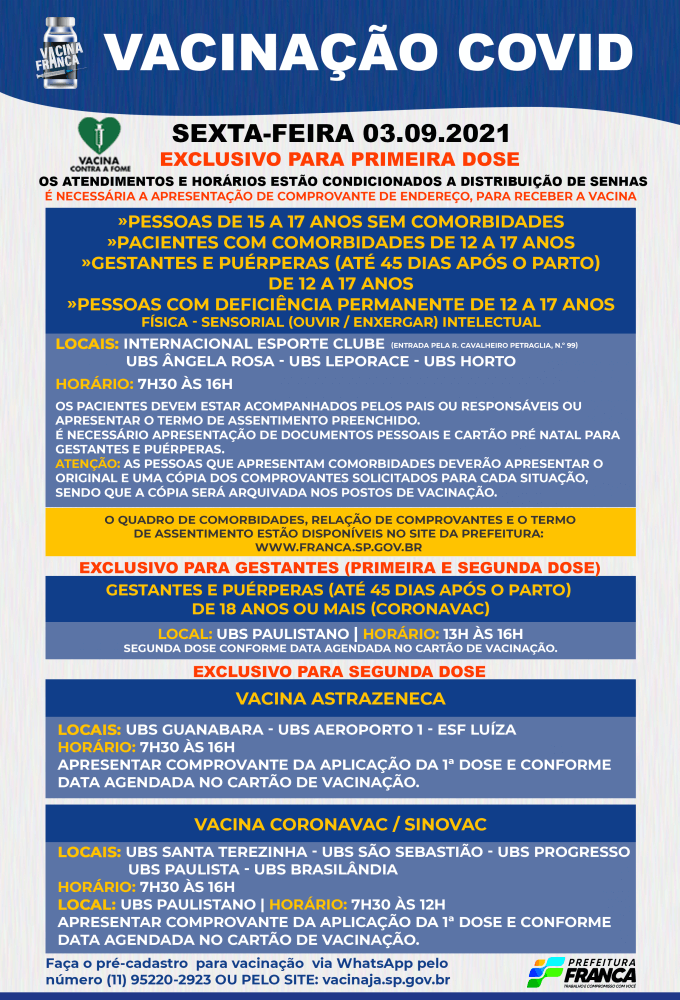 Pessoas com idade de 15 a 17 anos continuam sendo imunizadas contra a Covid