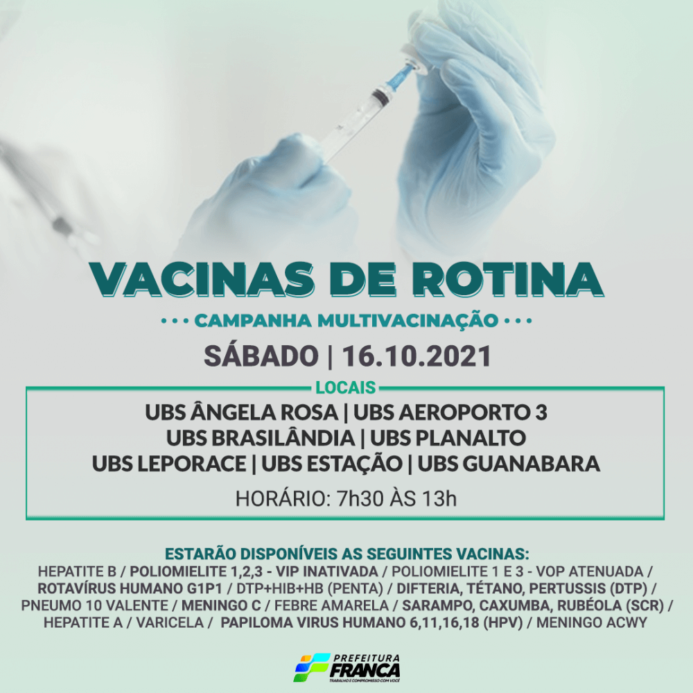 Saúde realiza Dia V para atualização de vacinas de rotina