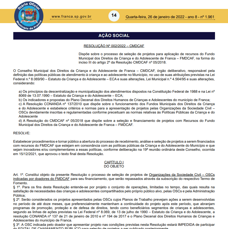 Conselho da Criança seleciona projetos para aplicação de recursos