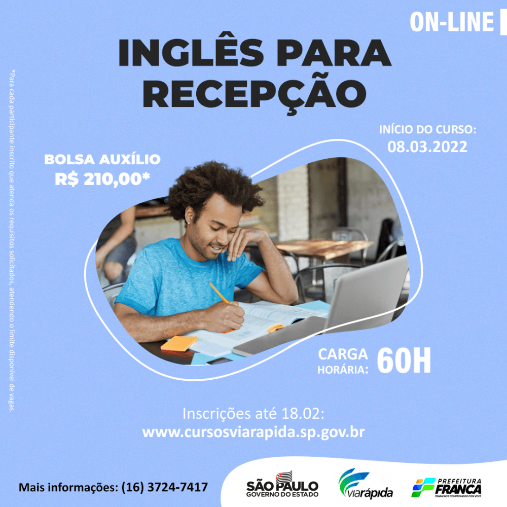 Caminho para o Emprego e Via Rápida oferecem 100 vagas para cursos profissionalizantes