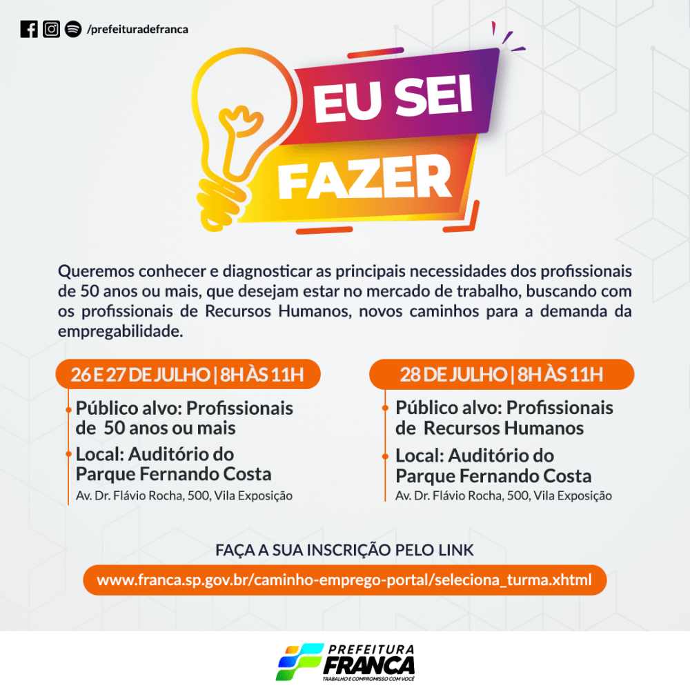 Encontro Eu sei Fazer começa nesta terça-feira