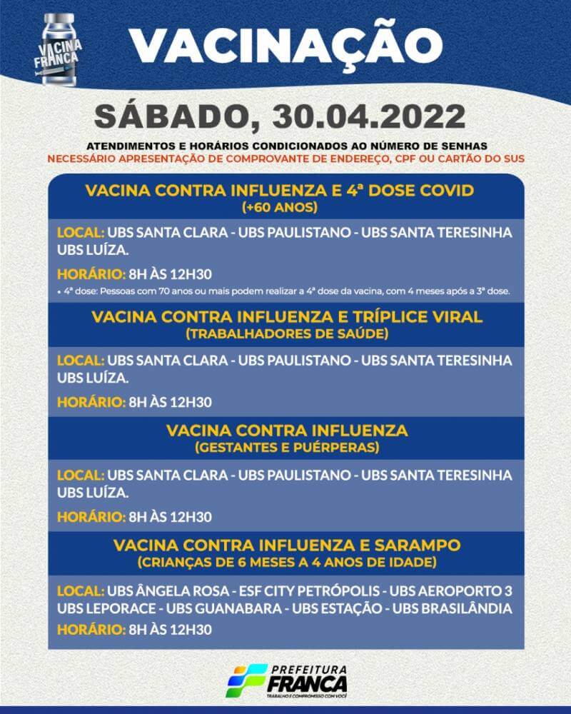 Saúde promove mutirão neste sábado contra Influenza e Sarampo