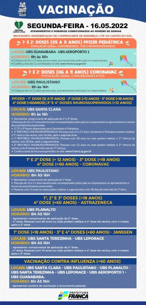 Programação da vacina contra Covid-19 para segunda-feira