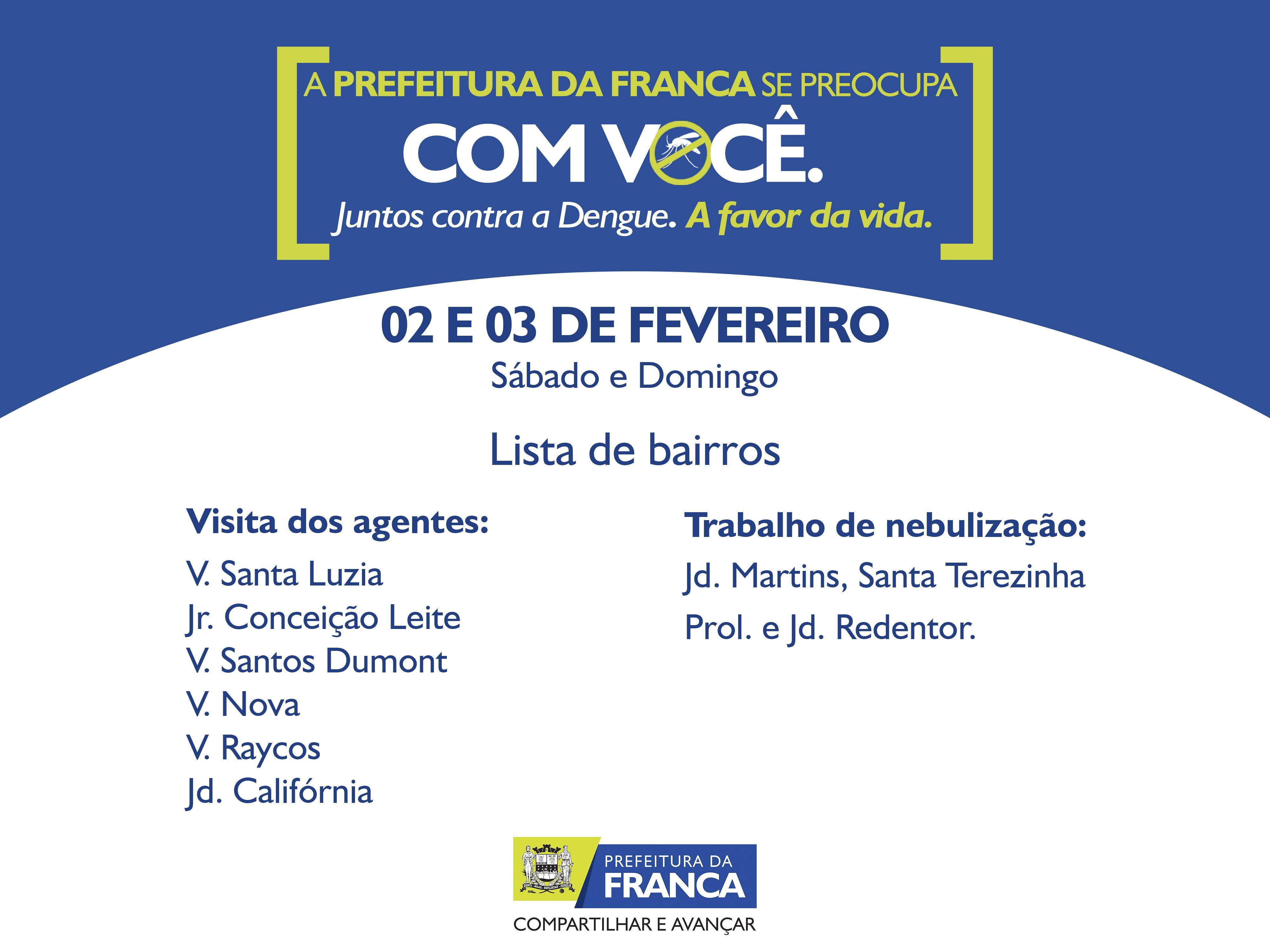 Confira os bairros em que acontecerão ações contra a dengue