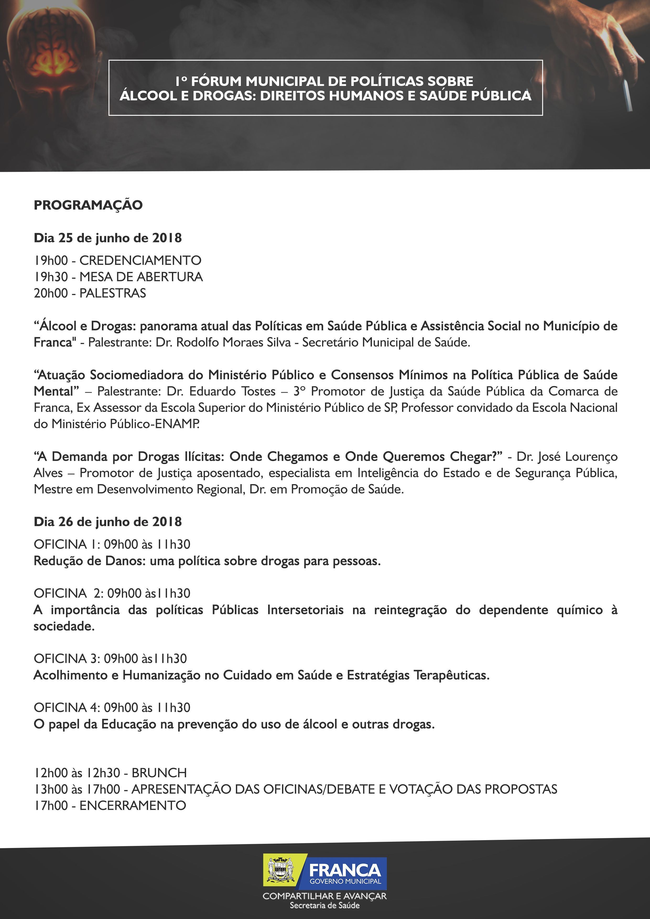 1º Fórum Municipal de Políticas sobre Álcool e Drogas