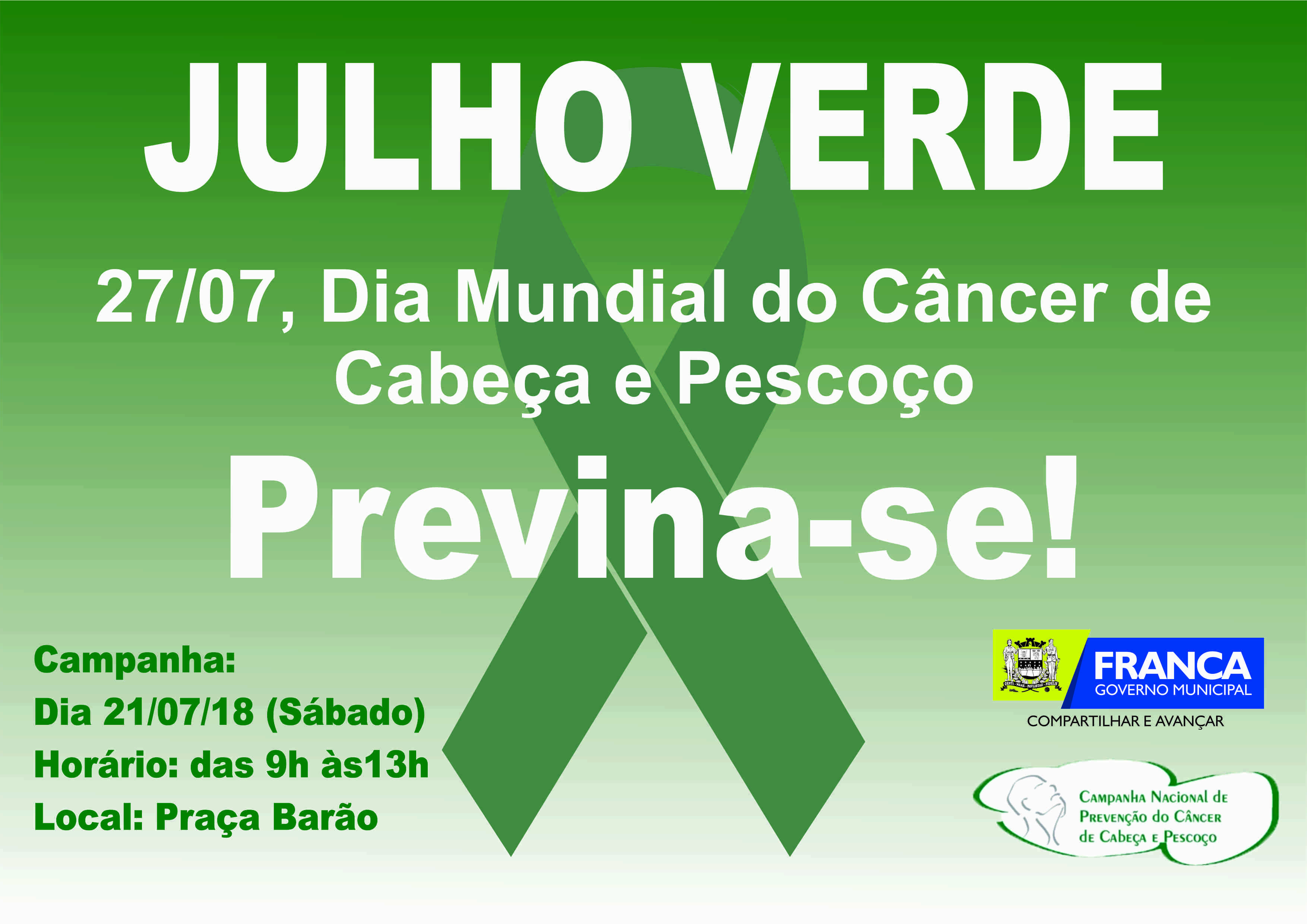 Julho Verde de Prevenção ao Câncer de Cabeça e Pescoço