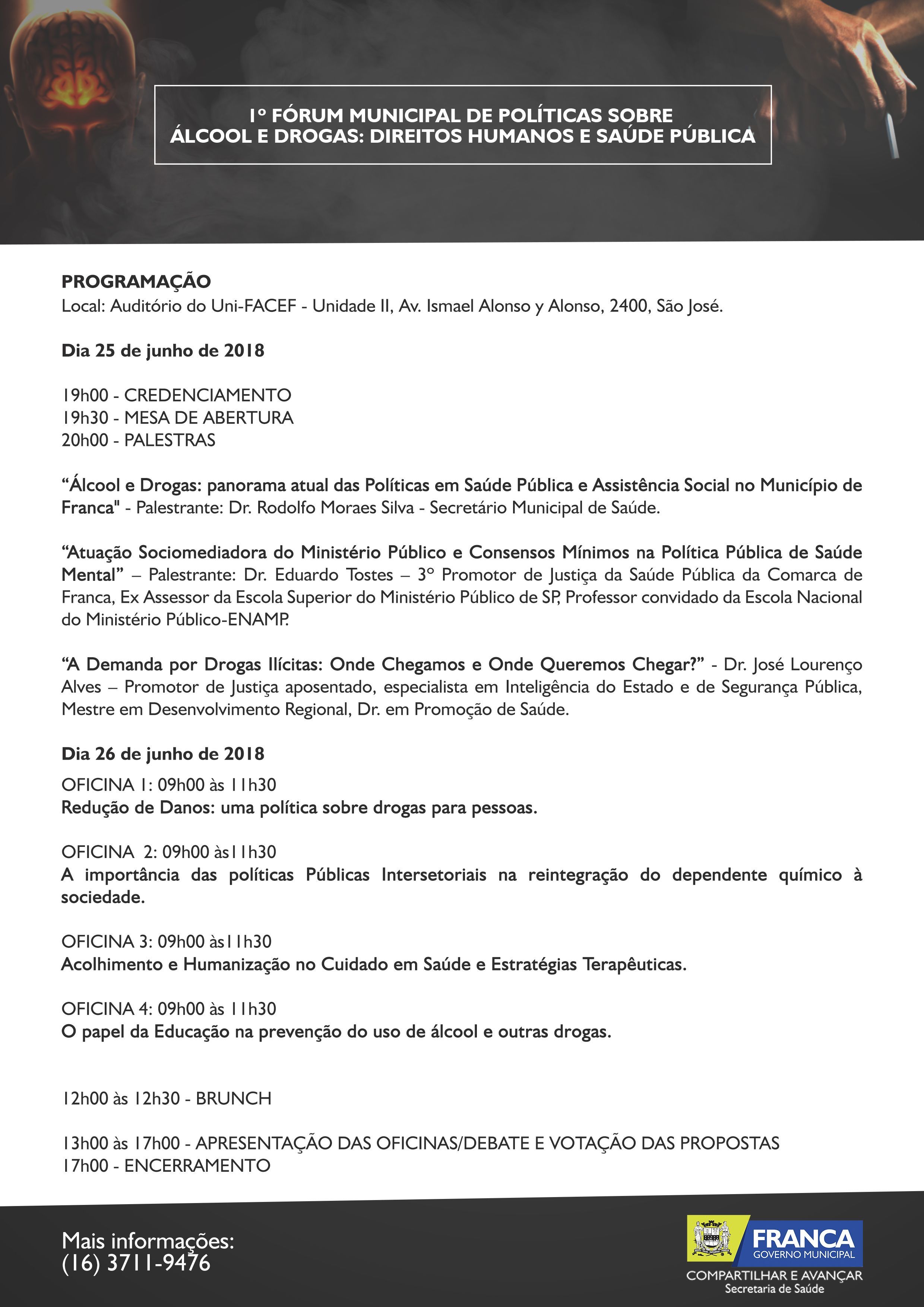 1º Fórum Municipal de Políticas sobre Álcool e Drogas