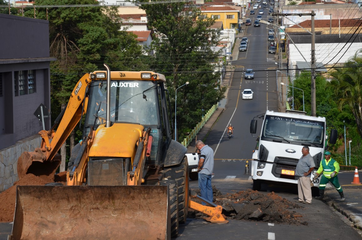 Rompimento de galerias fecha o trânsito em rua do centro