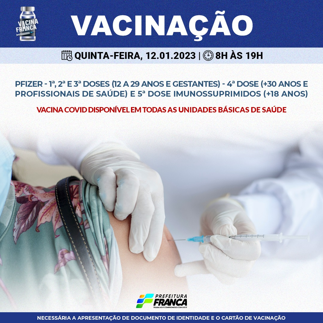 Confira a programação da vacinação contra a COVID-19 e de rotina