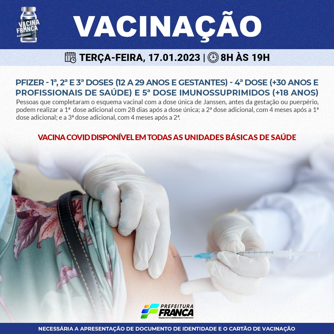 Confira a programação da vacinação contra a COVID-19