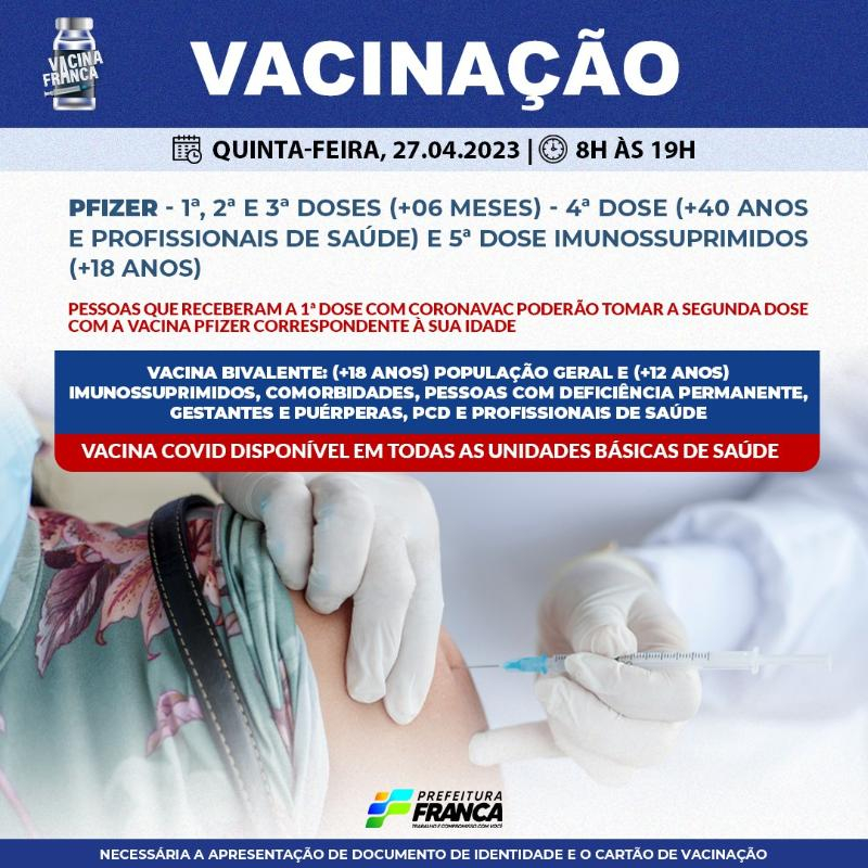 Confira a programação da Campanha de Vacinação contra a COVID-19