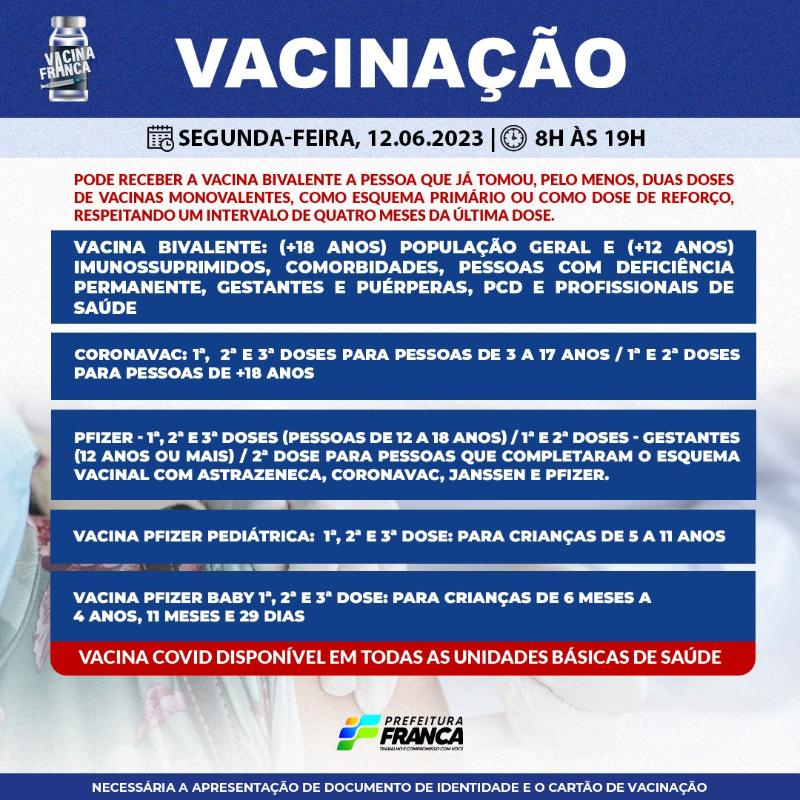 Confira a programação da Campanha de Vacinação contra a COVID-19