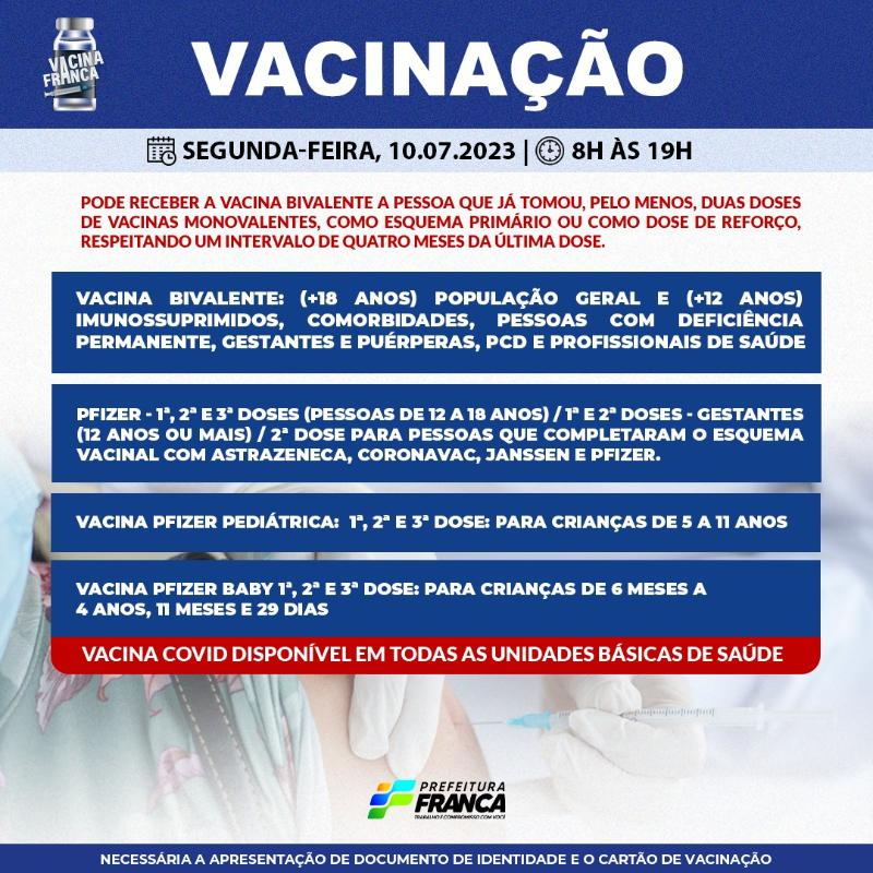 Confira a programação da Campanha de Vacinação contra a COVID-19