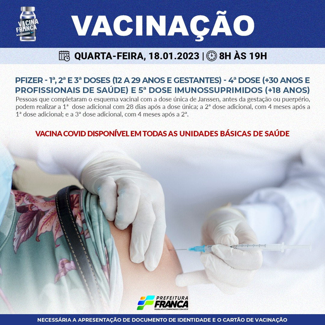 Confira a programação da vacinação contra a COVID-19