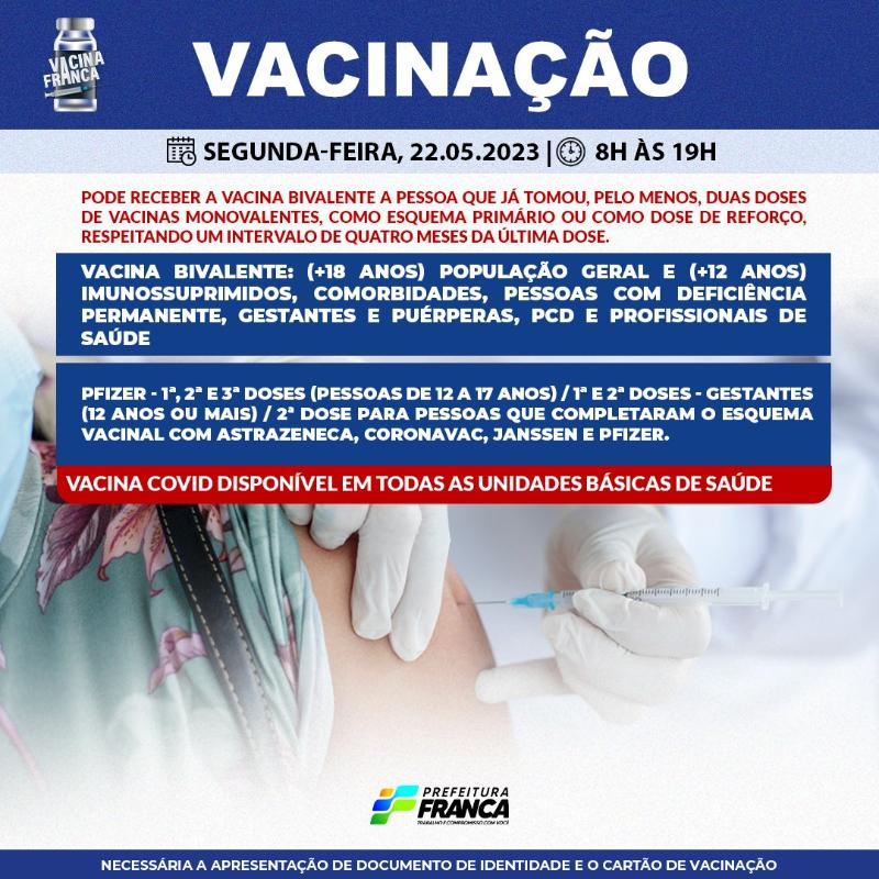 Confira a programação da Campanha de Vacinação contra a COVID-19