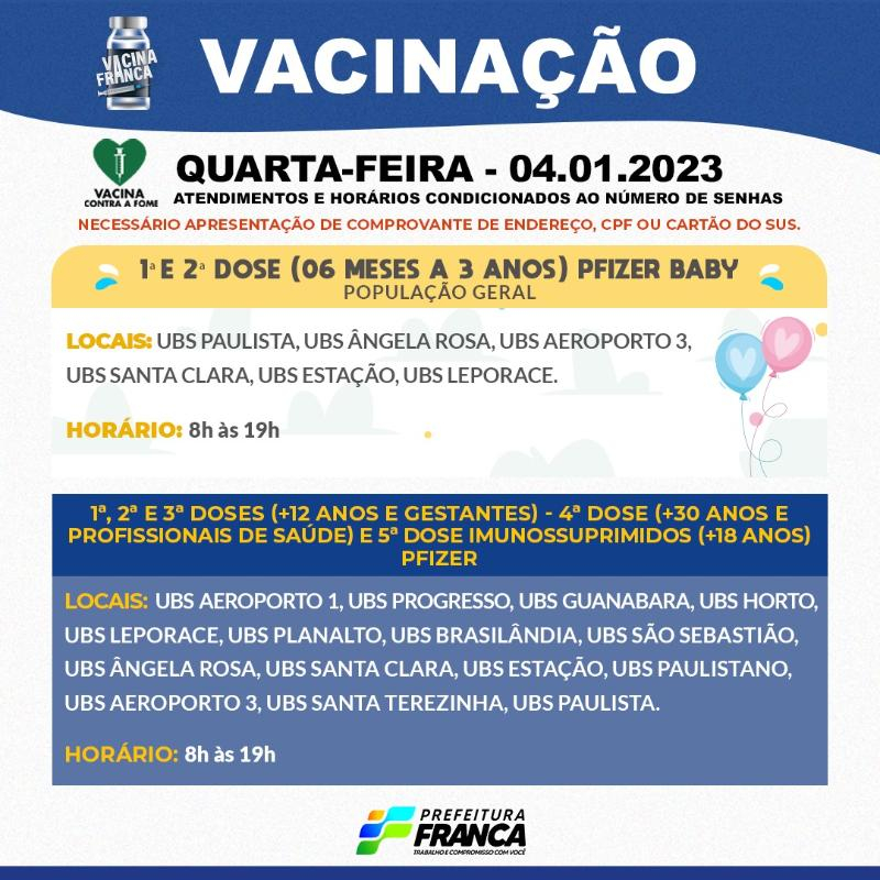 Confira a programação da vacinação contra a COVID-19 e de rotina