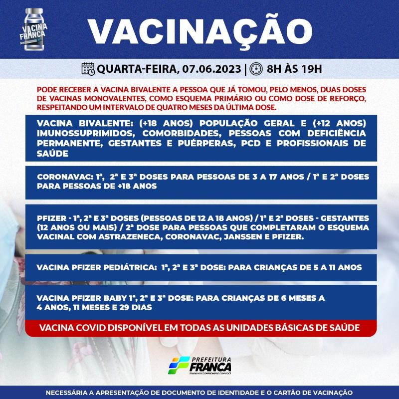 Confira a programação da Campanha de Vacinação contra a COVID-19