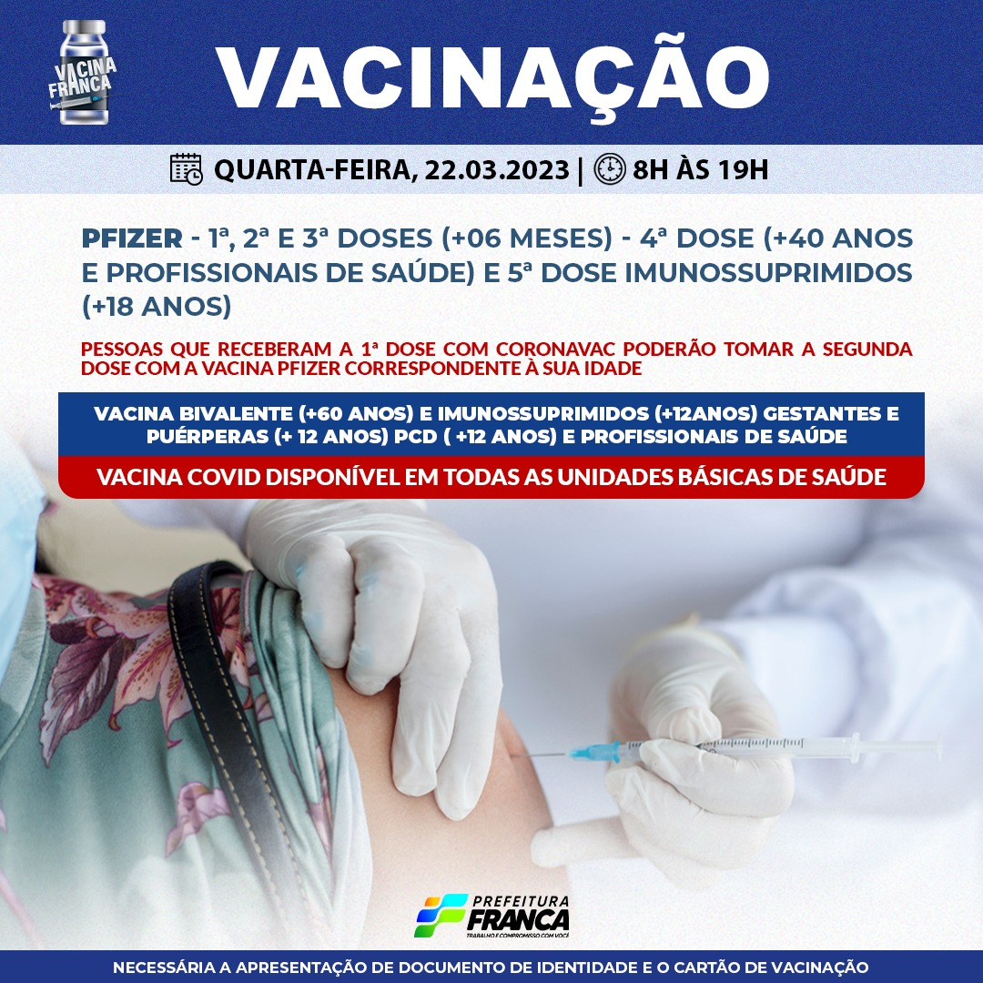 Confira a programação da Campanha de Vacinação contra a COVID-19