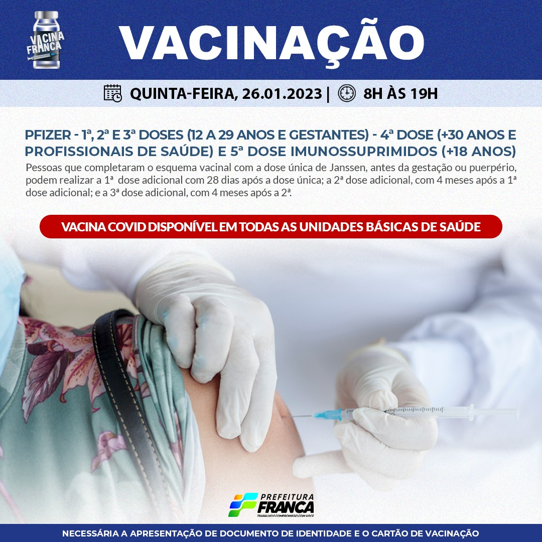 Confira a programação da vacinação contra a COVID-19