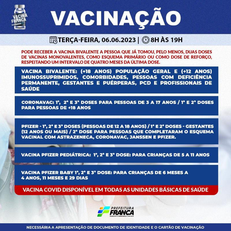 Confira a programação da Campanha de Vacinação contra a COVID-19