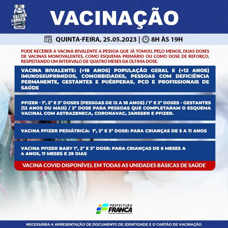 Confira a programação da Campanha de Vacinação contra a COVID-19