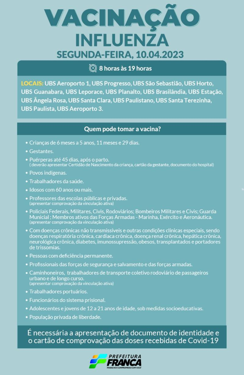 Saúde inicia Campanha de Vacinação contra Influenza